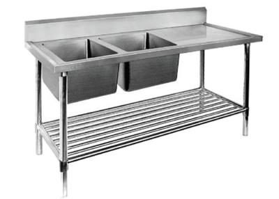 China Restaurant Prep Table With Sink 1 / 2 / 3 Sinks Stainless Steel Sink Table for sale
