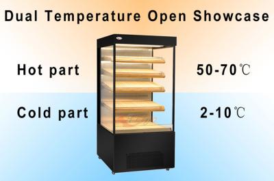 China Dual Temperature Open Display Showcase Top Hot Bottom Cold 2 in 1 for sale
