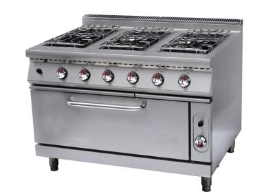 China Security Cooking Lines Free Standing Gas Range With 4 / 6 European Burners for sale