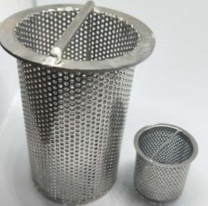 China Perforated Sheet Mesh Filter Baskets With Handle 40 Micron To 1 Inch for sale