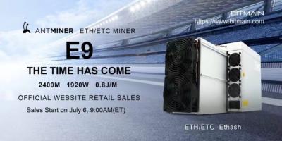 China 0.8J/M Asic Whatsminer E9Asic Computing Power 2400M 1920W for sale