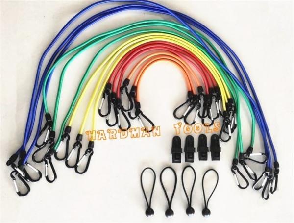 Quality 23pcs Assorted Luggage Elastic Bungee Cord With Carabiner Clips Balls for sale