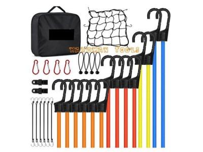 China 32 Pieces Storage Heavy Duty Bungee Cord Set With Storage Zipper Bag for sale