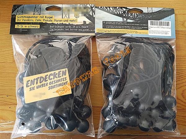 Quality Black Tarp Ball Bungee Cords 25pcs Tarpaulin Elastic Ties Customization for sale