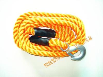 China Durable Yellow Car Tow Rope  For Vehicle With Forged Steel Hooks for sale