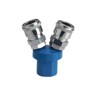 China Blue Metal Pneumatic Hose Fittings , Spring Protection Slef Locking Air Hose Coupling for sale
