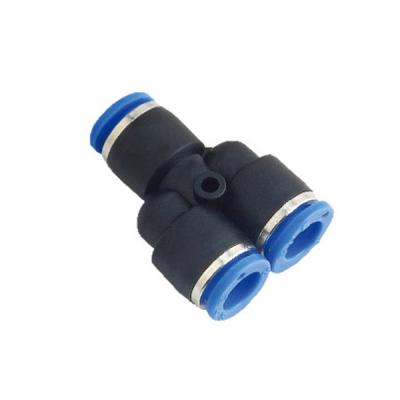 China PY Three Way Equal Y Tee Black Colour Pneumatic Plastic Tube Fitting for sale