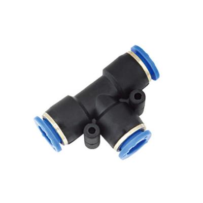 China PE Equal Tee Plastic Air Fitting Pressure 1.5Mpa tube Dia up to 16mm for sale