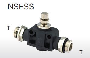 China Plastic Body Pneumatic Tube Fittings NSFSS Knob Throttle Valve Two Thread Sides Straight for sale