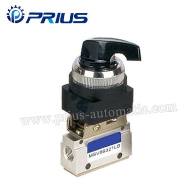 China 3 Way 2 Position Pneumatic Valve MSV86321PB , Round Green Button Mechanical Air Valve for sale