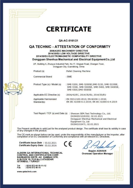 CE Certification - Dongguan Shenhua Mechanical and Electrical Equipment ...