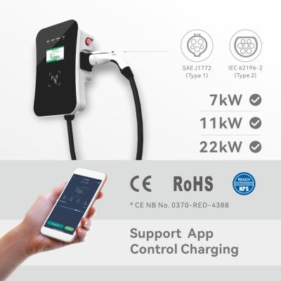 China Commercial OEM Wifi RFID 22kw 11kw 3 Phase Ev Charger AC Type2 for sale
