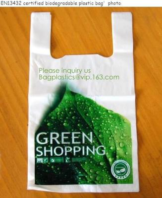 China 100% Eco-friendly Material Certified PLA Compostable Bag,Corn Starch T Shirt Bag Meet EN13432 BPI Biodegradable And Comp for sale