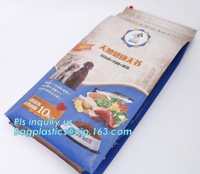China Slider Zipper Flat Bottom Pet Food Bag , 5kg Large Quad Seal Pouch , Plastic Dog Food Packaging, top slider zipper plast for sale