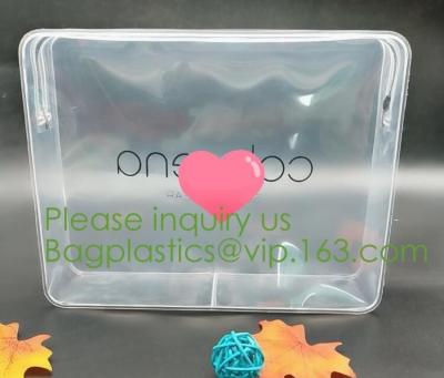 China nylon zipper pvc bag Promotional Customize Logo print Transparent PVC plastic clear cosmetic bag with non-woven zipper for sale