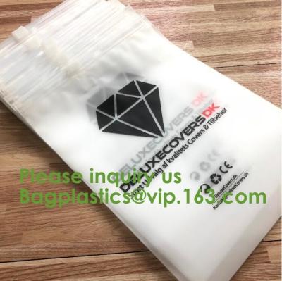 China custom pink/white/black logo Reclosable slider Plastic Bags zipper garment packaging poly bag, PVC Plastic Slider Zipper for sale