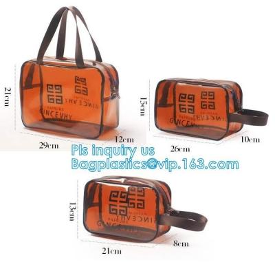 China PVC multi function cosmetic case, PVC Transparent Women Travel Costmetic Bag Fashion Portable Trunk Zipper Makeup Organi for sale