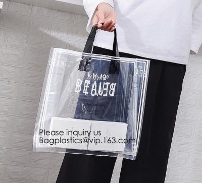 China Manufacturer Custom Logo Transparent Clear PVC Plastic Portable Packaging Promotional Gifts Shopping Tote Bag, bagease for sale