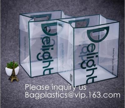 China Custom Design Brand Name Logo Printing Clear Transparent PVC Plastic Shopping Carry Bag with Handle bagease, bagplastics for sale