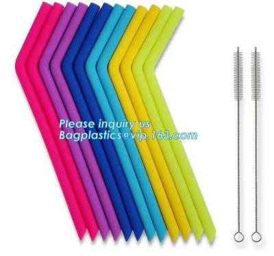 China Anti-Cutting Mouth Flexible Silicone Straw Metal Straw With Silicon Tip Sleeve Cleaning Brushes Set Reusable Silicone Dr for sale