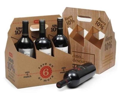 China Wholesale custom color printed cardboard corrugated carton wine 6 bottle paper carrier box,craft cardboard bottle 4 pack for sale