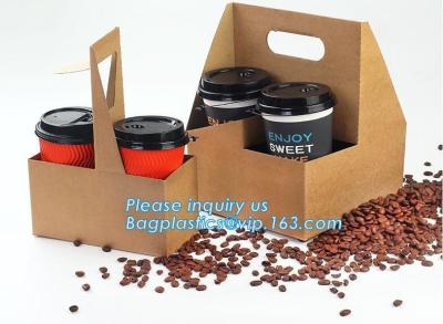 China Eco Friendly Disposable Kraft Paper Take Out 2 Pack Coffee Cup Drink Carriers 2 Pack Paper Cup Holders bagease package for sale