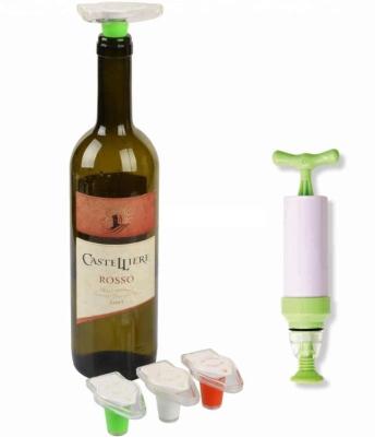 China Wine Bottle Vacuum Saver Sealer Preserver Pump Cap Stopper, Wooden Head Plastic Rubber Silicone Vacuum Pump Sealer Wine for sale