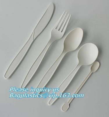 China cornstarch biodegradable PLA eco plastic cutlery sets,Plastic spoon fork chopsticks Wheat Straw Reusable Camping Biodegr for sale