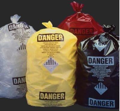 China custom printed jumbo plastic garbage packaging plastic asbestos waste bag, poly asbestos warning printed burial bags for sale