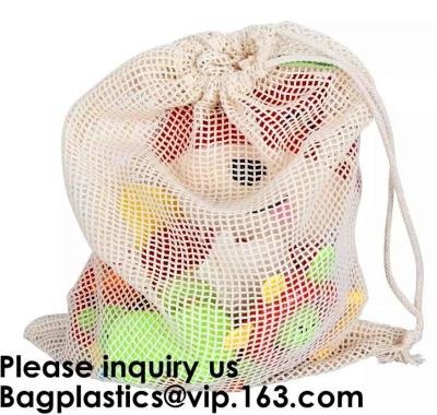 China Cotton Packing Bags For Fruit & Vegetables, Organic Cotton Mesh Bags, Drawstring Cotton Net Bags, bagease, bagplastics for sale