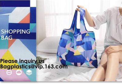 China Promotional Reusable Custom Design Colorful Polyester Folding Tote Shopping Bag,Portable Recycled Polyester Nylon Reusab for sale