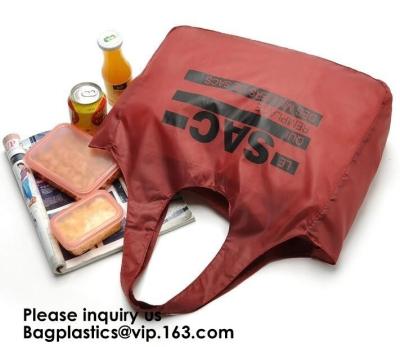 China Custom Eco-friendly Durable Foldable Polyester Handle Bag Pocket Folding Nylon Shopping Bag Eco-friendly Durable Foldabl for sale