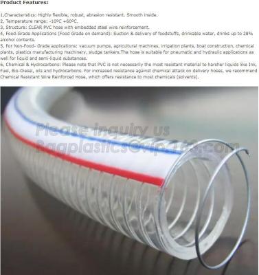 China manufacture transparent pvc steel wire spiral reinforced water hose,coveying water, oil and powder in the factories, agr for sale