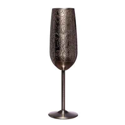 Chine 200 ml de verre de champagne en acier inoxydable en verre de vin noir pour bar à vendre