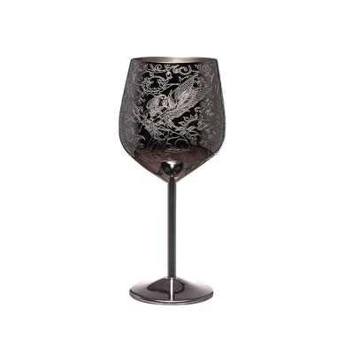 China 18oz Unbreakable Stainless Steel Stemmed Wine Glass Shatterproof Metal Wine Goblet for sale