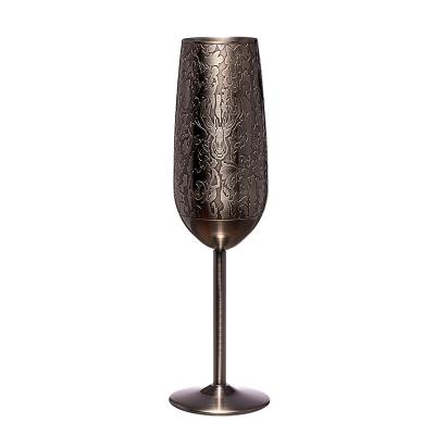 China Food Grade Stainless Steel Wine Glass 200ml Unbreakable Champagne Flutes For Wedding for sale