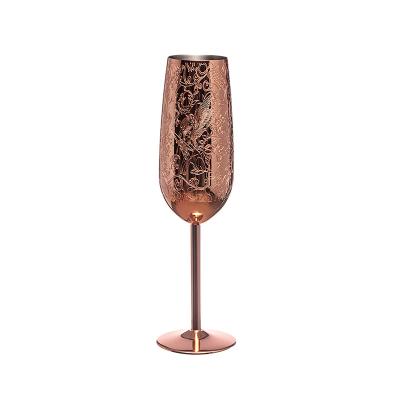 China Etching Stainless Steel Champagne Flutes Glass 200ml Champagne Glasses For Parties And Anniversary for sale