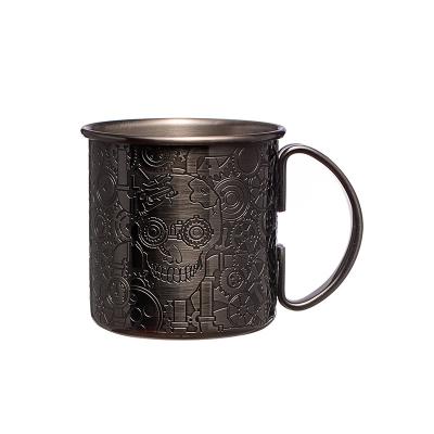 China Etching Design Stainless Steel 304 Mule Mug Black Travel Camping Mug For Party for sale