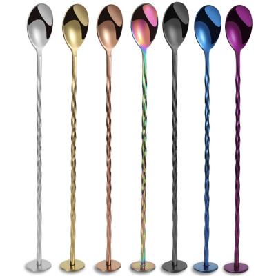 China Stainless Steel 304 Bar Cocktail Stirring Spoons Long Handle Bar Spoon For Bartender for sale