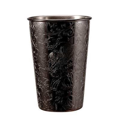 China Etch Stainless Steel Cups Black Pint Tumbler Shatterproof Metal for sale