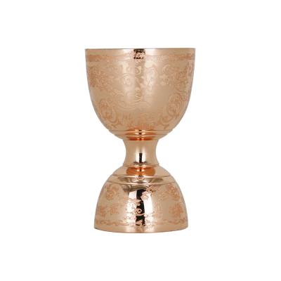 China Copper Plated Stainless Steel Barware Bell Jigger Measurements Etch Design for sale