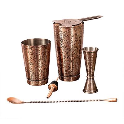 China Home Bartending Martini Shaker Set SS304 Brushed Copper Color for sale