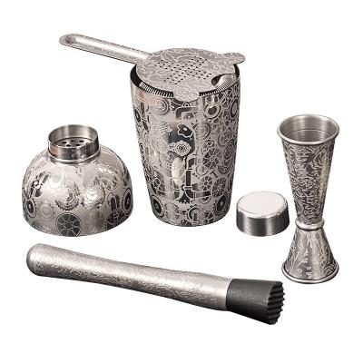 China Professional Stainless Steel Cocktail Shaker 17 Oz Steampunk Style for sale