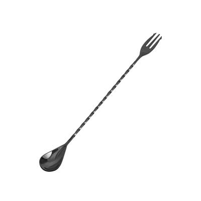 China DIY Twisted Cocktail Stirring Spoon Stainless Steel 30cm Black Plated for sale