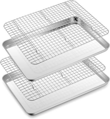 China Mirror Finished Oven Baking Tray Rectangle Stainless Steel Baking Sheet for sale