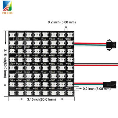 China Painéis de matriz LED 8x8 RGB, tela de pixels LED APA102C WS2812B SK6812 à venda