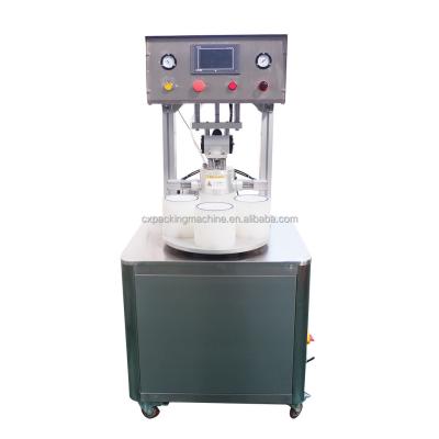 China Semi Automatic Pneumatic Vacuum Capping System Metal Lug Cap Food Jam Sauce Paste Glass Jar Bottle Capping Machine for sale