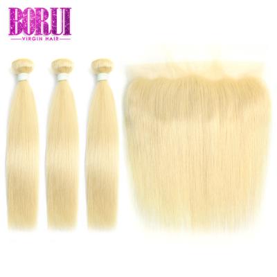 China Silky Straight Wave Hair Extension , 613 Blonde Bundles With 4*4/13*4  Lace Closure for sale