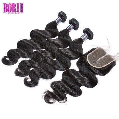 China 4*4 Middle Part Body Wave Human Hair Lace Closure , Brazilian Hair Extensions for sale
