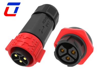 China 50A 3 Pin Waterproof Wire To Board Connector Male And Female M25 Push Locking for sale